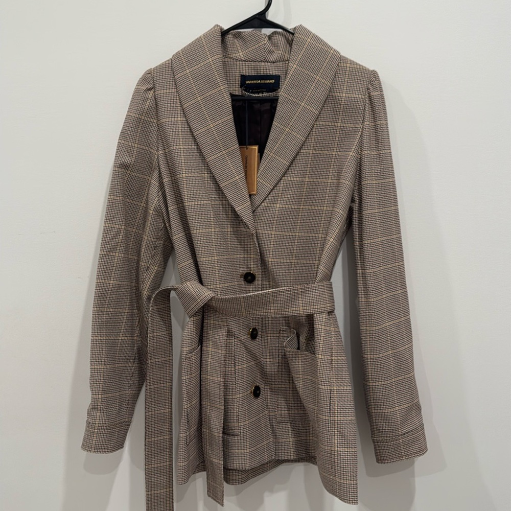 Vanessa Seward NWT Brown Pattern Blazer with adjustable waist sash 🤎